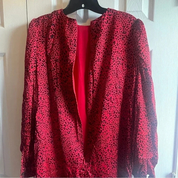 NWT Brooks Brothers Soft Satin Animal Print Dress, Size 2, Black Red w/ Pockets - Picture 15 of 16